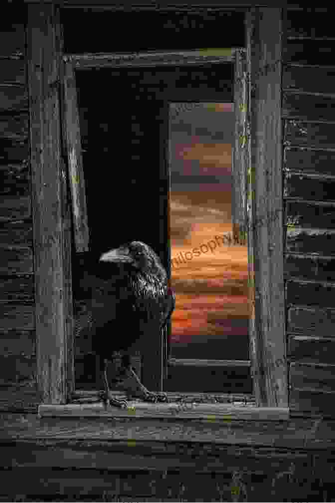 A Black Raven Perched On A Windowsill, Its Eyes Piercing The Raven Edgar Allan Poe