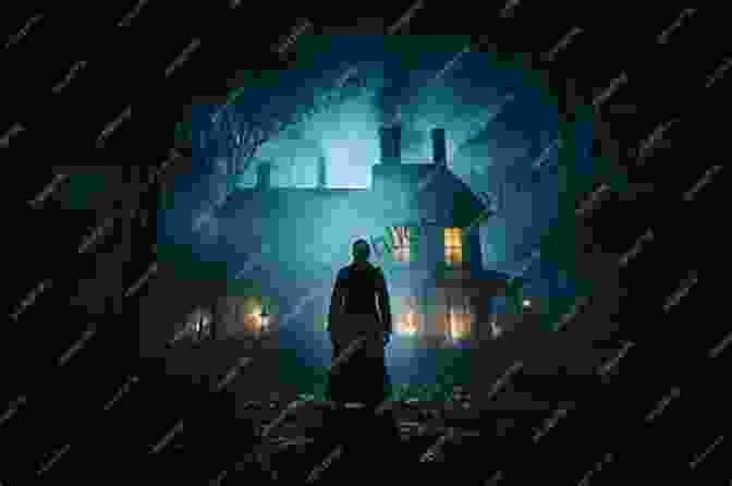 A Dark And Eerie Image Of A Haunted House With Glowing Windows, A Ghostly Figure In The Doorway, And A Young Woman Looking On In Terror. The Haunting Of Cindy Hobson