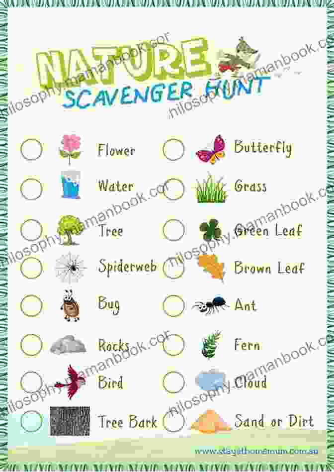 Kids Looking At A Nature Scavenger Hunt List Wild And Free Nature: 25 Outdoor Adventures For Kids To Explore Discover And Awaken Their Curiosity